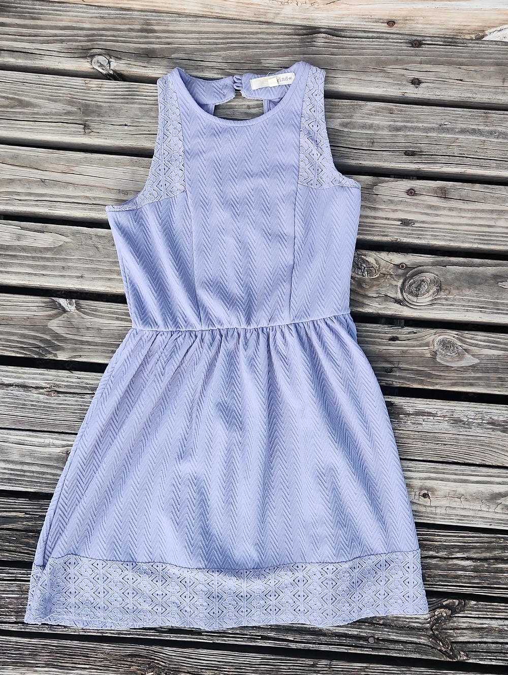Lavender Purple Tank Dress with Crochet Lace Insets Size Small Spring Summer